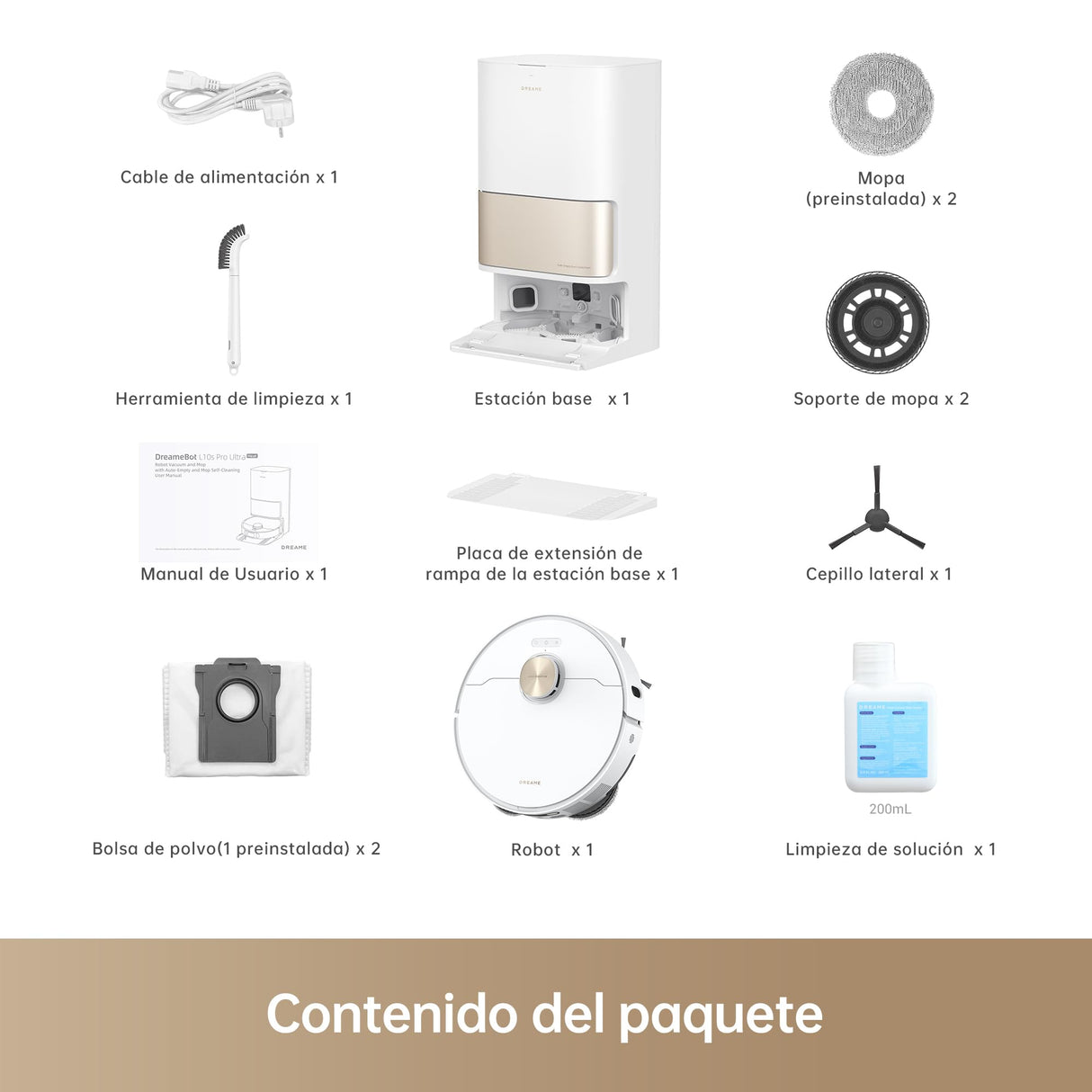 DREAME L10S Pro Ultra Heat Robot Aspirador y Friegasuelos con Base de Autovaciado Blanco