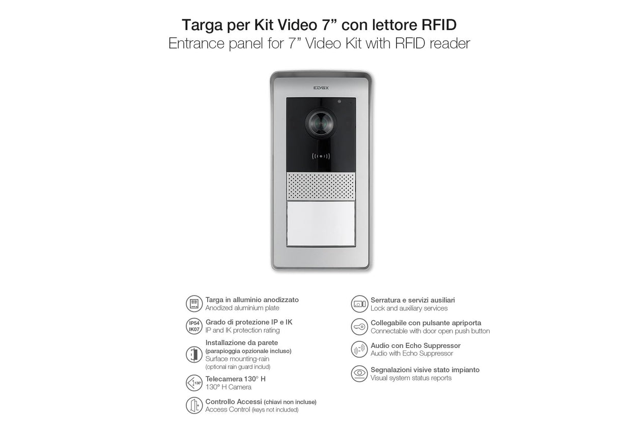 Vimar 42920.P Placa kit vídeo 7pulgadas, función abrepuertas RFID