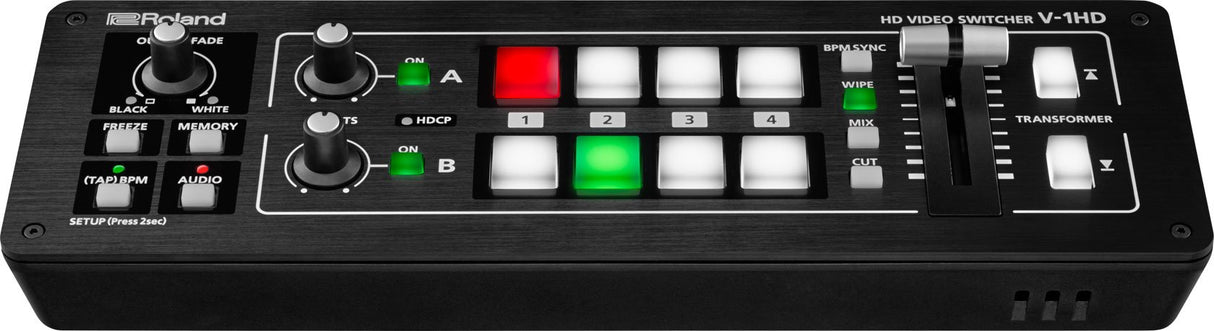 Conmutador de vídeo Roland V-1HD — Admite hasta Full HD 1080p, 4 entradas HDMI, negro