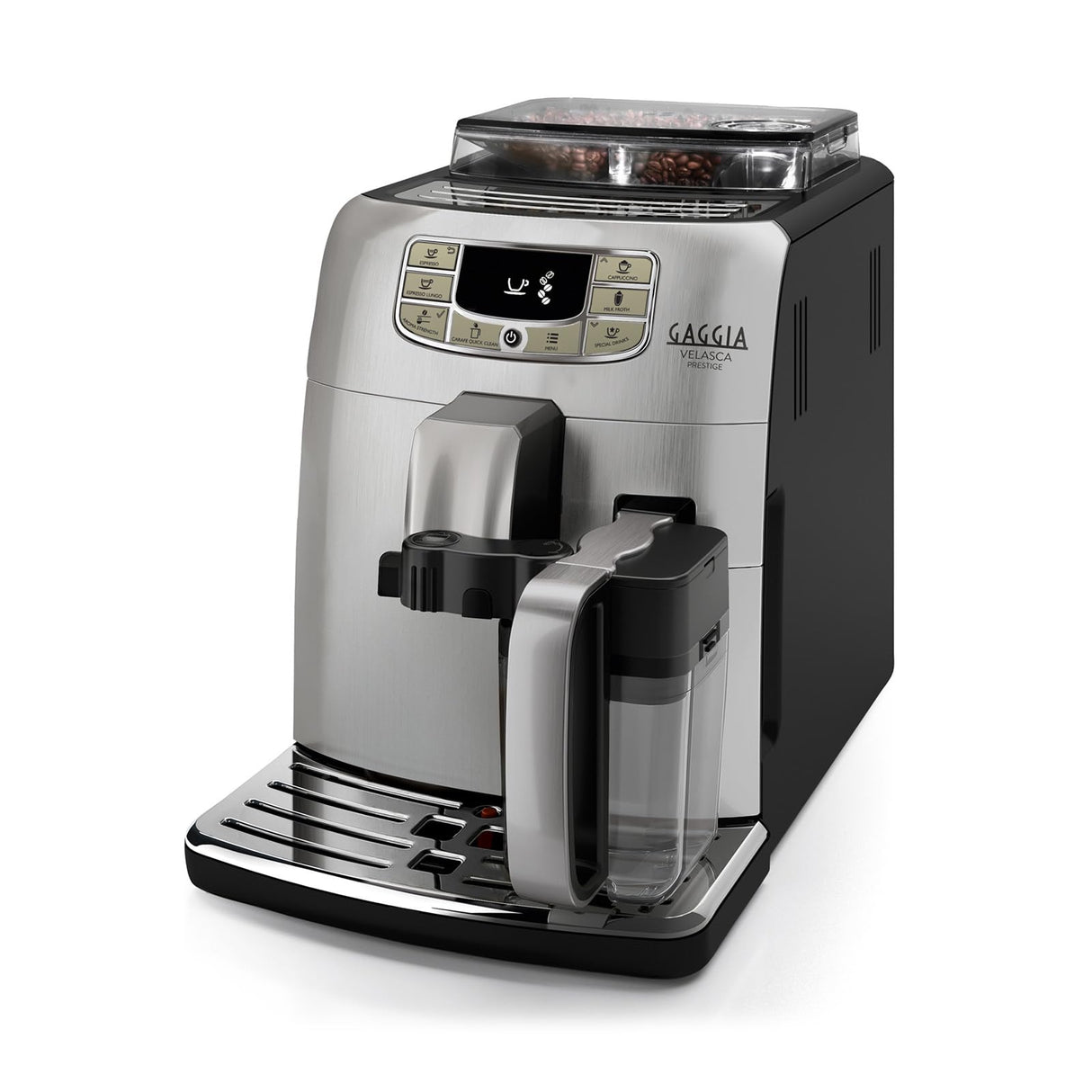 Gaggia Velasca Prestige RI8263/01, Cafetera Automática, para Espresso y Cappuccino, Café en Grano o Molido, Plateada, 100% Made in Italy