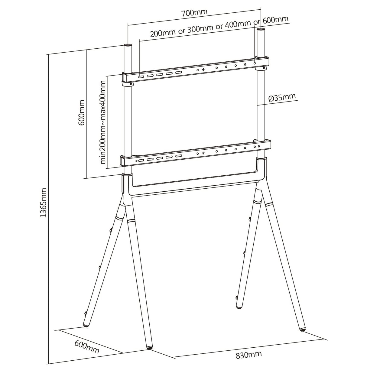 Maclean MC-926 Soporte Universal para TV Soporte para TV de 49-70" hasta 40 kg máx. VESA 600x400 Compatible con LCD LED OLED QLED Plasma Negro/Nogal