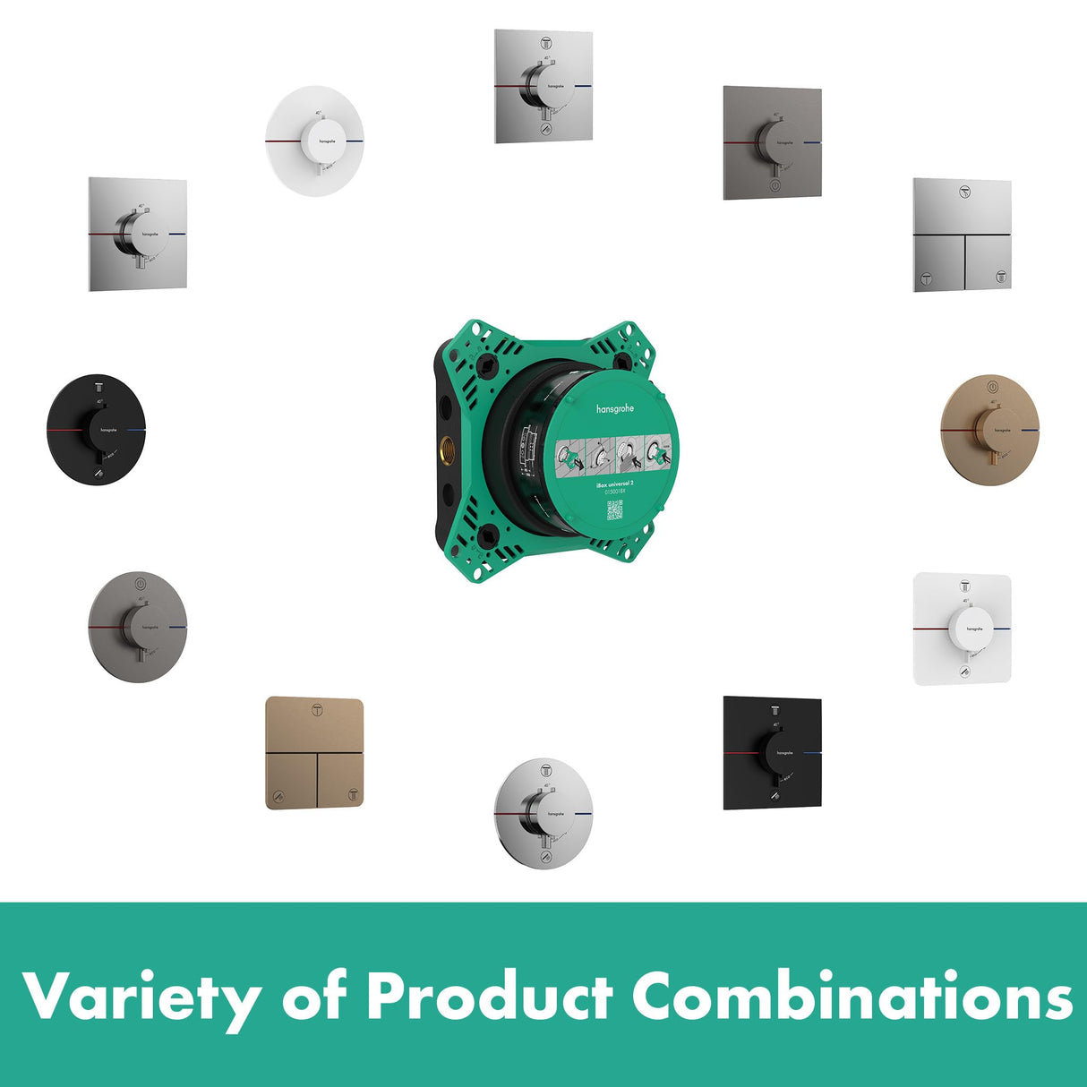 hansgrohe ShowerSelect Comfort E, termostato empotrado , grifo con botón de seguridad (SafetyStop) a 40 °C, termostato rectangular para ducha y bañera, mezclador para 2 funciones, cromo