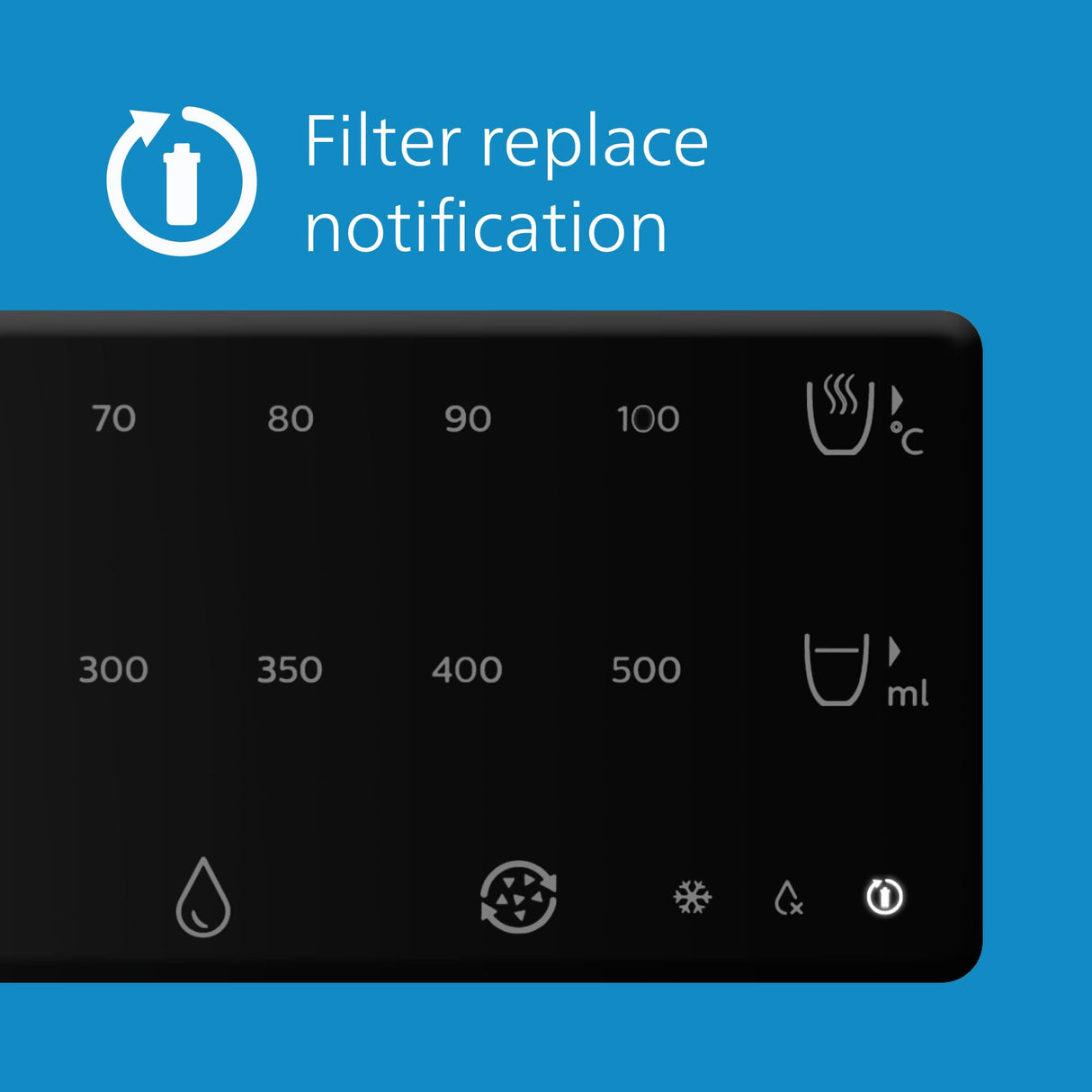 Philips Water Dispensador de Agua Todo en uno, Filtro de Agua Caliente y fría, Capacidad de 2,8 litros, 6 ajustes preestablecidos de Temperatura Pantalla táctil Plateado/Negro