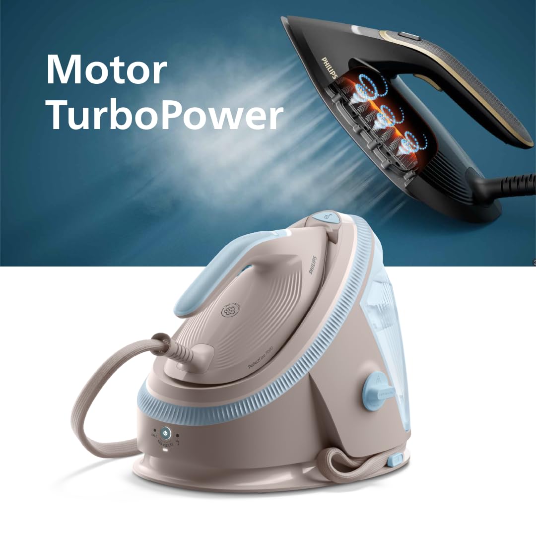 Philips PerfectCare Centro de planchado Serie 7000, golpe de vapor de 600g, suela SteamGlide Elite de 8,5 bares (PSG7200/60)