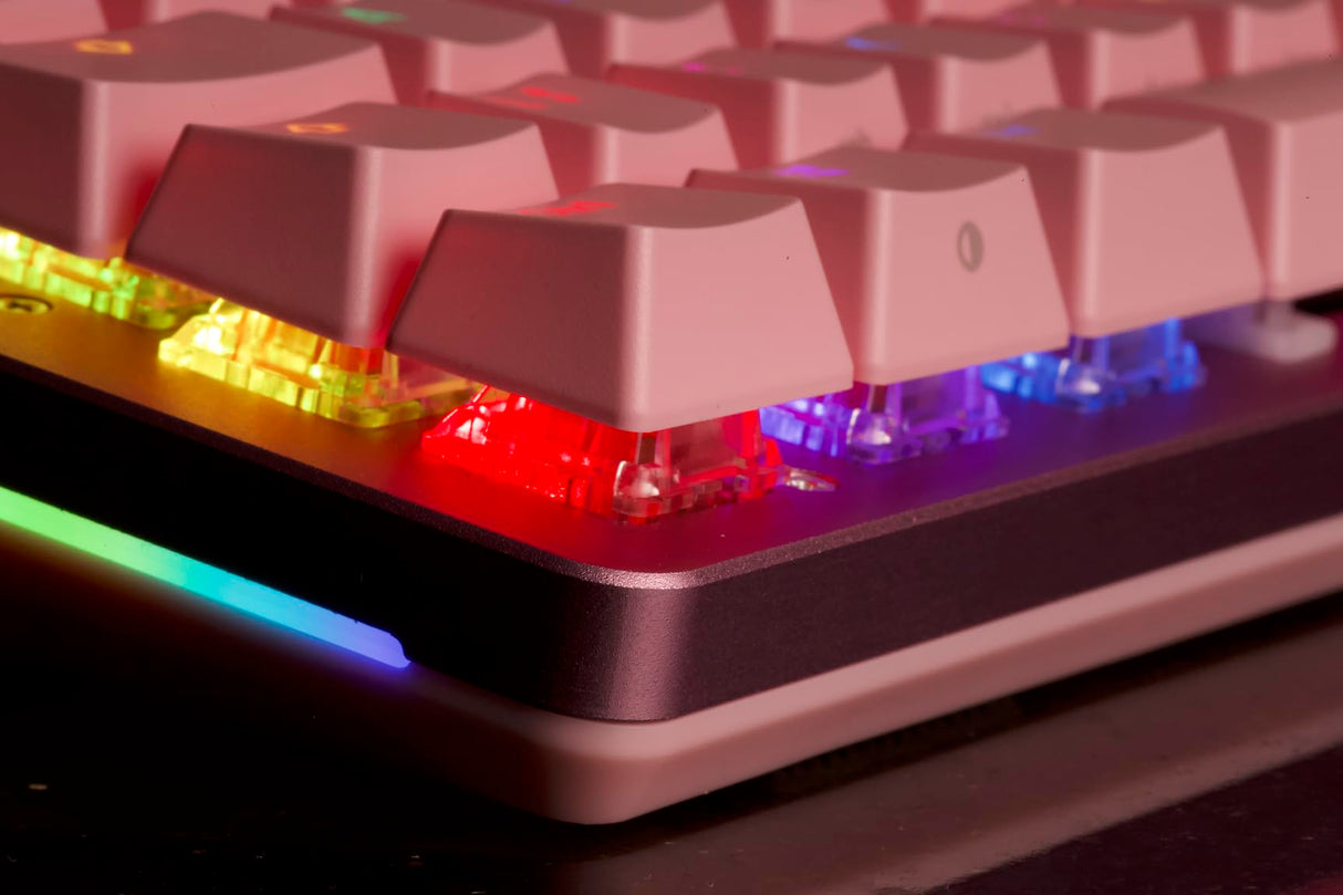 Glorious Gaming GMMK 2 Compact 65% - Teclado gaming mecánico, compacto TKL 65%, carcasa de aluminio, personalizable, keycaps dobles, switches Fox, RGB, distribuciones QWERTY estadounidense - Rosa