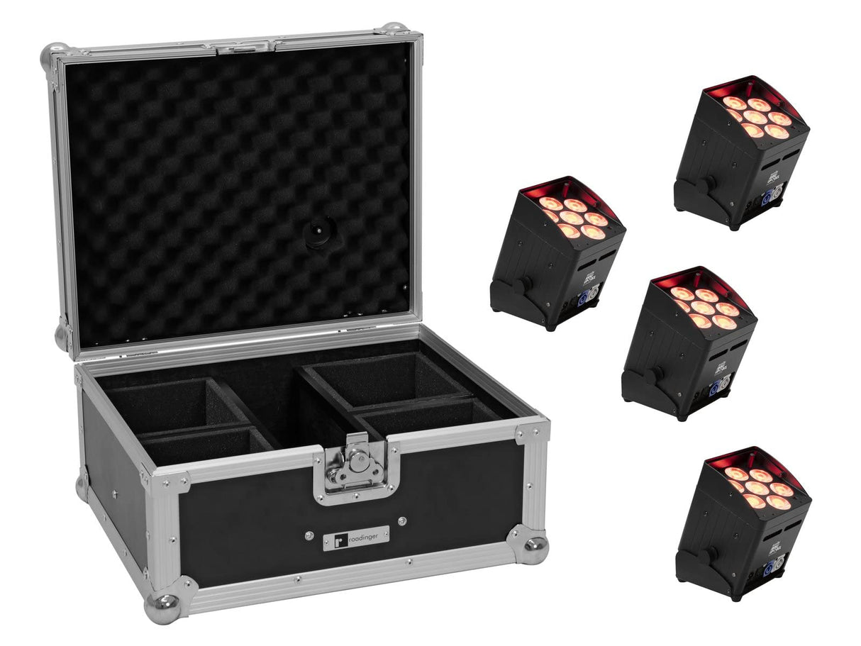 EUROLITE Set 4x AKKU UP-7 QCL Spot QuickDMX + Case (20000893) marca Eurolite