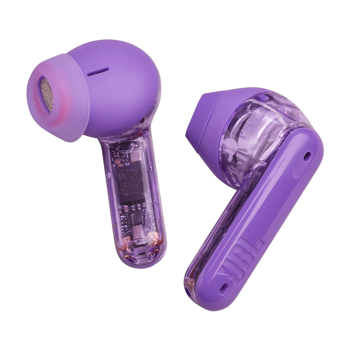 JBL Tune Flex Ghost, Auriculares In-Ear inalámbricos con cancelación de ruido adaptativa, Bluetooth, resistente al agua y al sudor IPX4, aplicación JBL Headphones y 32 horas de batería, purple ghost