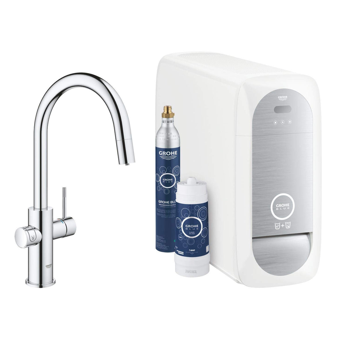 Grohe Blue Home Starter Kit - grifo de cocina con filtro de agua, caño en C (31541000)