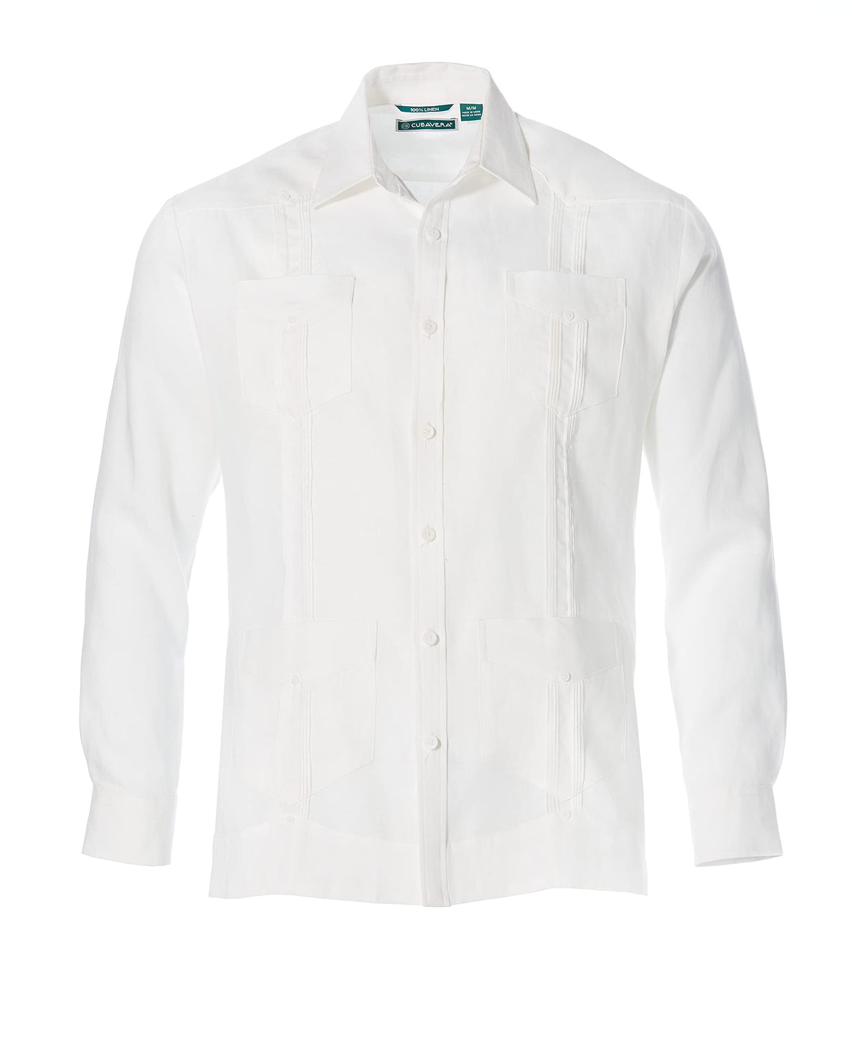 Cubavera Hombre Manga Larga 100% Lino Guayabera - blanco - X-Large
