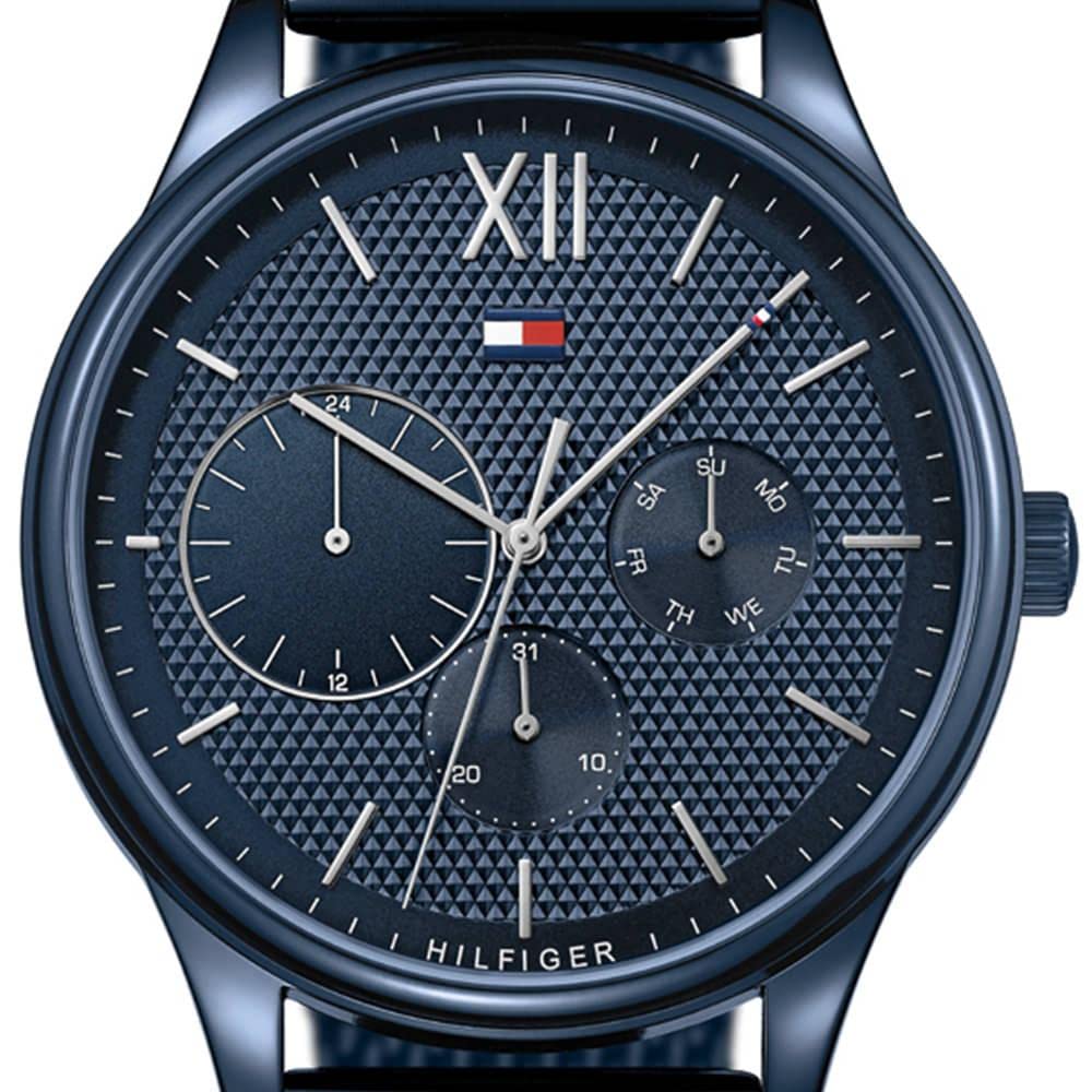 Tommy Hilfiger Reloj Analógico de Cuarzo Multifunción para Hombre con Correa de Malla de Acero Inoxidable Azul - 1791421