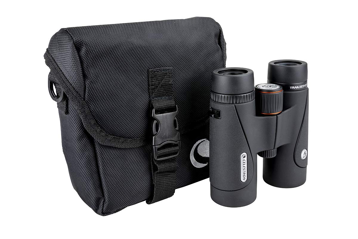 Celestron 71407 TrailSeeker ED: prismáticos con prisma de techo 10 x 42, lente con revestimiento múltiple completo, prisma BaK-4, negro