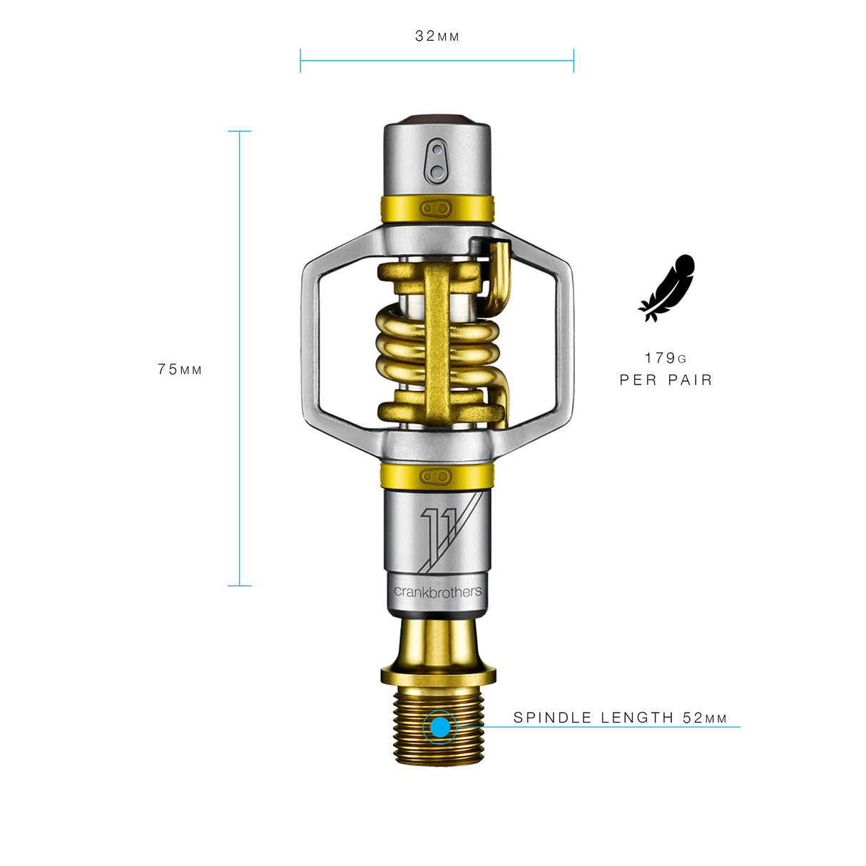 Crank Brothers 641300114952 Bicicleta, Pedal Egg Beater 11, Gold, Dorado, Talla única