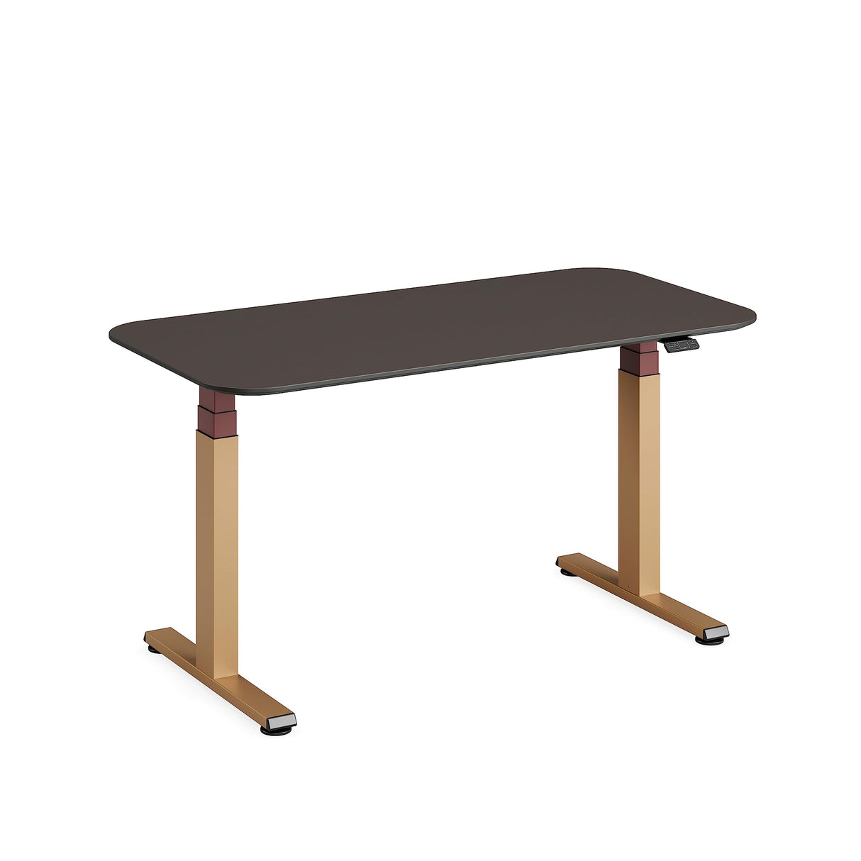 Steelcase Solo Mesa Altura Ajustable Eléctrica para Trabajar de Pie o Sentado, Controlador Programable, Potente motor, Sensor Anticolisión y Red de Gestión de Cables. Acabados en Latón/Merlot/Malva