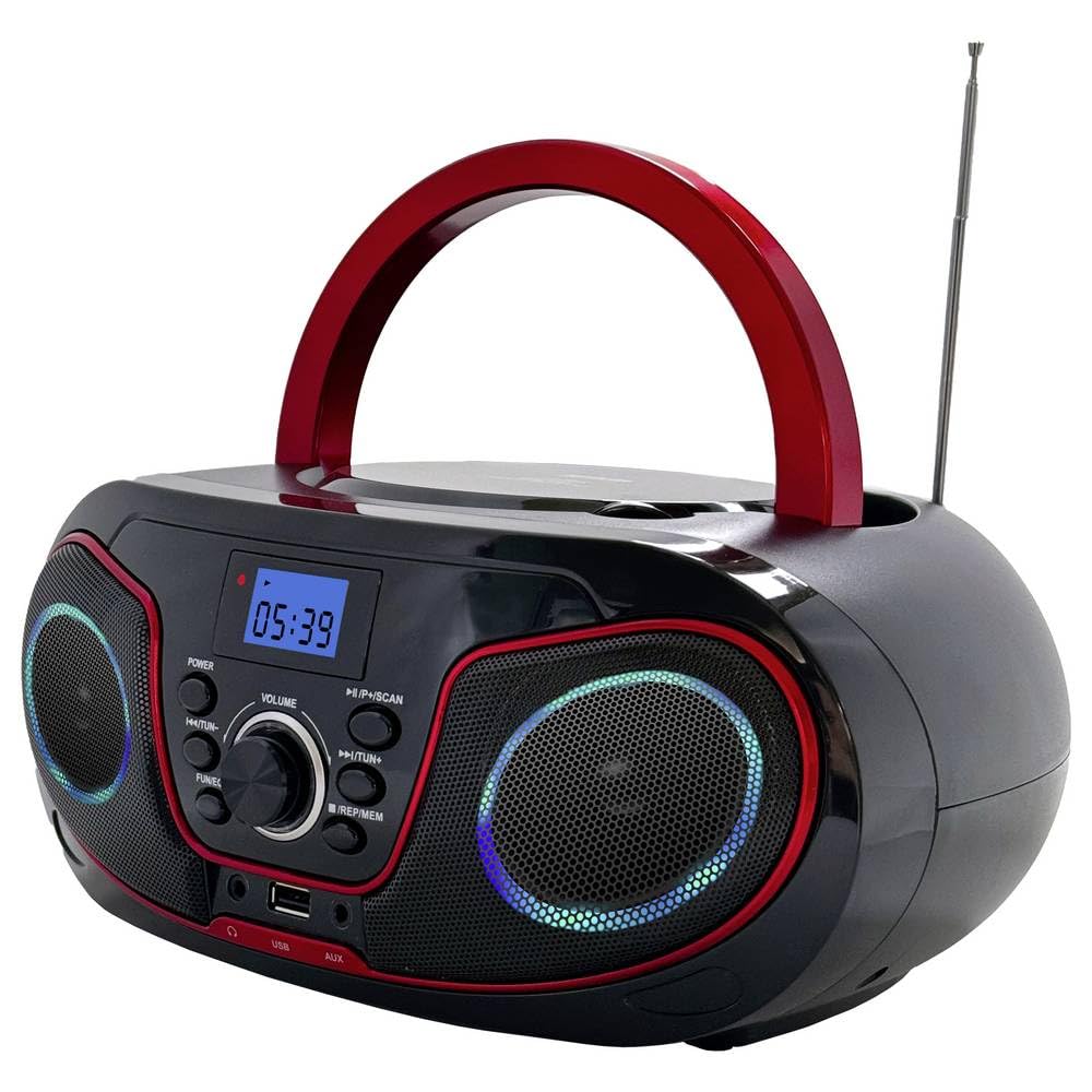 Silva-Schneider MPC 19.4 - Radio FM con Reproductor de CD, AUX, USB, Color Negro y Rojo