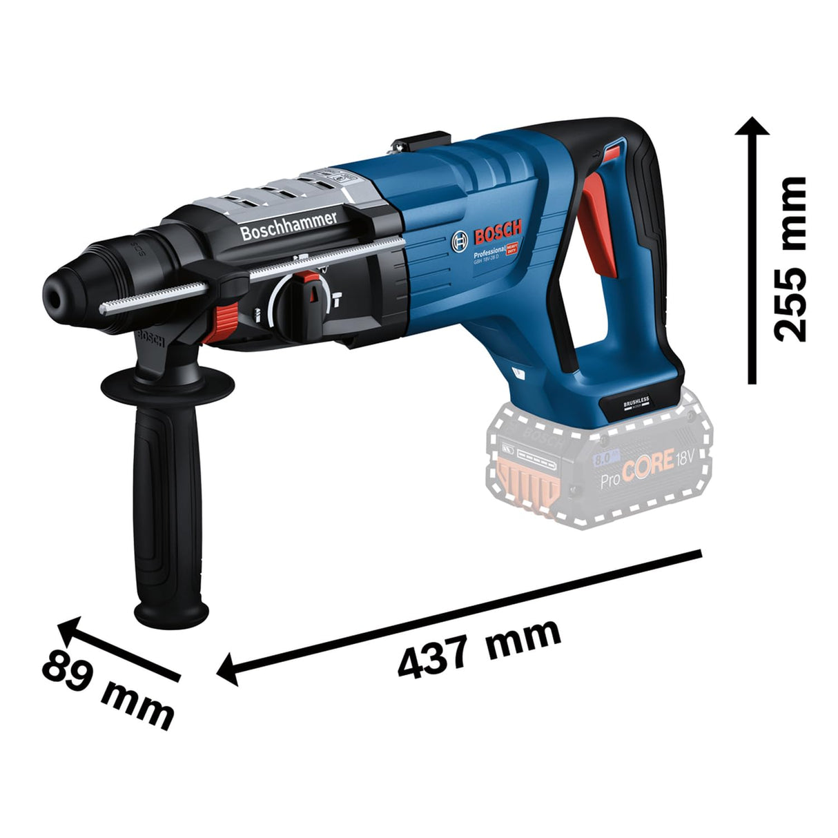 Bosch Professional 18V System martillo perforador a batería GBH 18V28 D, KickBack Control, incl paño de limpieza, empuñadura auxiliar, calibre de profundidad, bandeja, sin batería/cargador