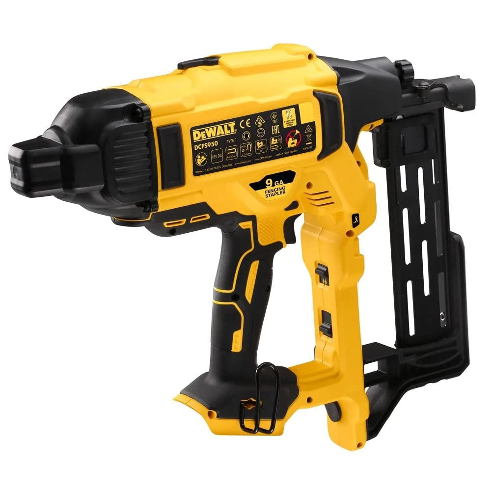 DEWALT DCFS950N-XJ - Grapadora de Cercas sin escobillas XR 18V sin cargador/batería para grapas galvanizadas G12 de 3,7mm diámetro y 50mm largo