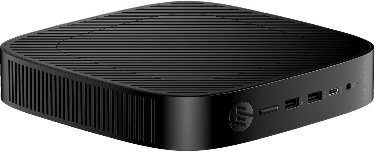 HP Pro t550 - Thin Client - USFF - 1 x Celeron J6412 / 2 GHz - RAM 8 GB - Flash 32 GB - eMMC - UHD Graphics - 1GbE, Bluetooth 5.2, Wi-Fi 6 - Erizo OS- Negro