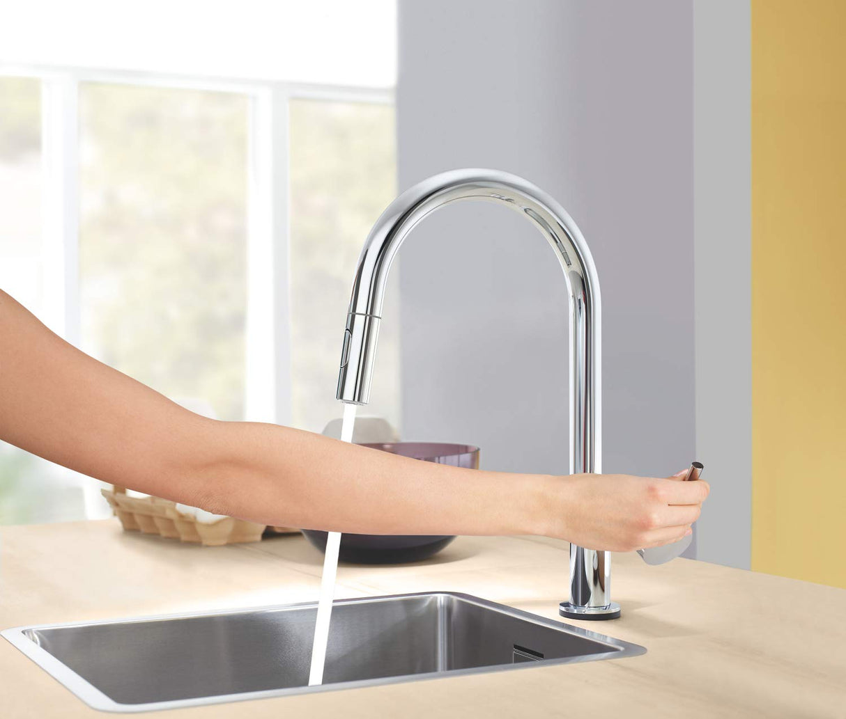 GROHE Minta Touch Quickfix - Grifo de fregadero electrónico, caño en C, cromo, ref. 31358002