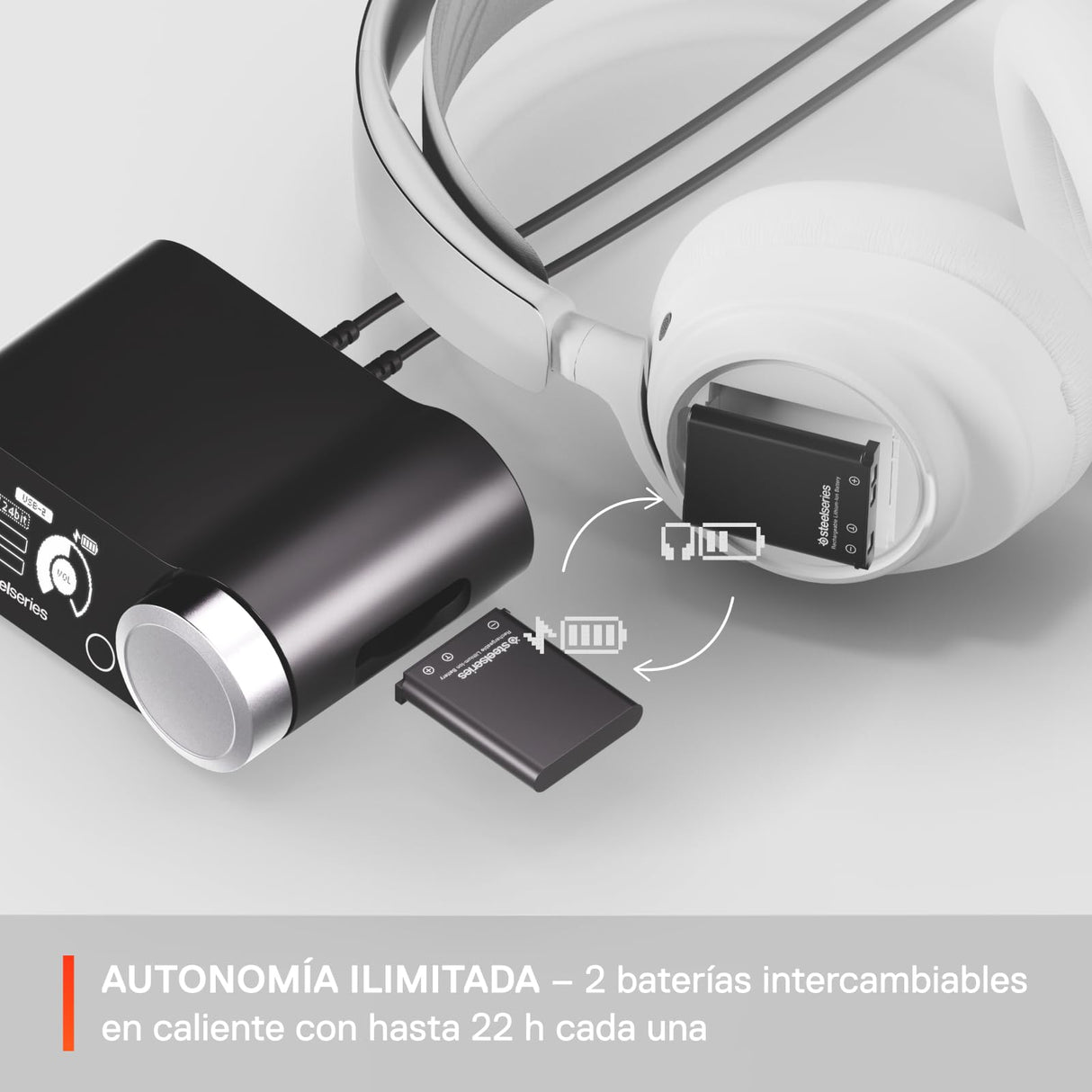 SteelSeries Arctis Nova Pro Wireless Blanco - Cascos Gaming Inalámbricos Multisistema - Controladores magnéticos de neodimio - Cancelación de ruido - Infinity Power System - PC, PS5, Switch 2, Móvil