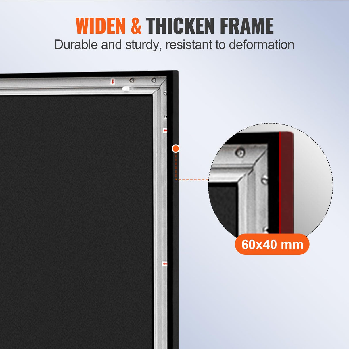 VEVOR Pantalla de Proyector Diagonal 100 Pulgadas de 16: 9, Pantalla de Cine 4K, Proyector Marco de Aluminio, 221 x 124 cm para Películas Portátil Montaje en Pared al Aire Libre, Negro
