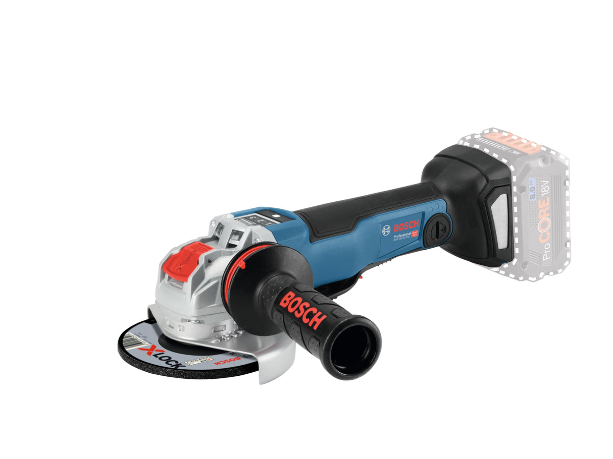 Bosch Professional 18V System GWX 18V-10 PSC - Amoladora angular a batería (Brushless, X-LOCK, Ø 125 mm, vel. regulable 4500 - 9000 rpm, hombre muerto, Connectivity, sin batería, en L-BOXX)
