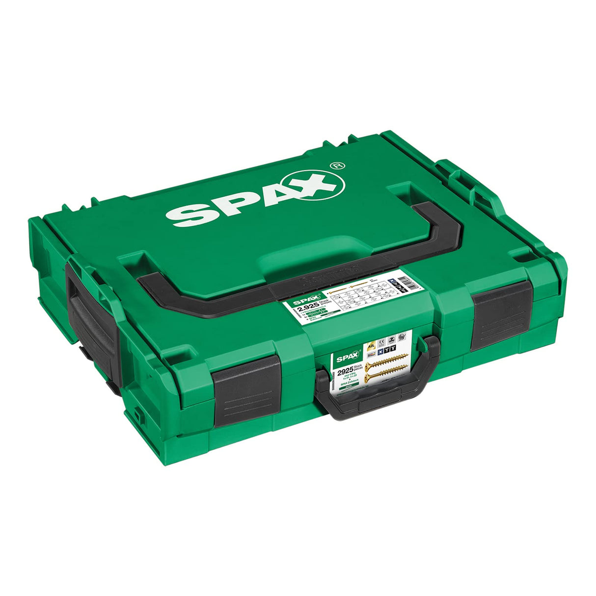 Spax L-BOXX 5000009164019 - Maletín de montaje, tamaño grande, Yellox A2L, ranura en cruz Z, cabeza avellanada, 17 dimensiones, 2930 unidades, incluye 5 puntas SPAX BITs, 5000009164019