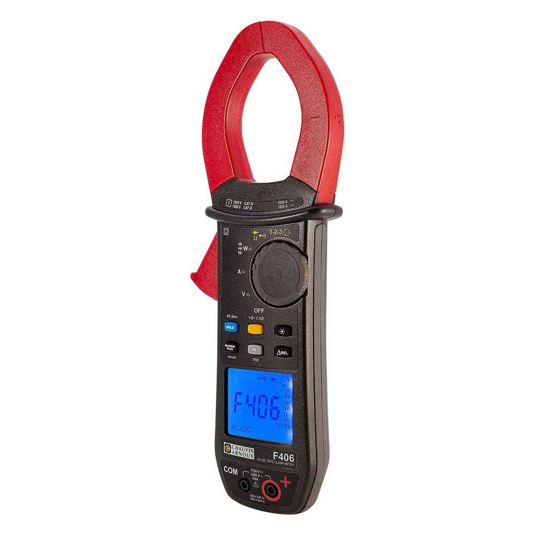 Chauvin Arnoux F406 - Alicates de corriente digital a prueba de salpicaduras (IP54) CAT III 1500 V, CAT IV 1000 V