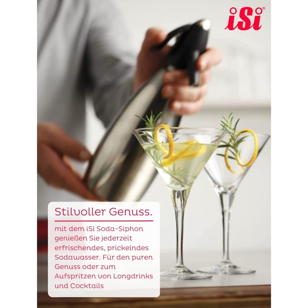 ISI Sifón soda Seltz Bartender Cocktail acero inoxidable lt.1,0