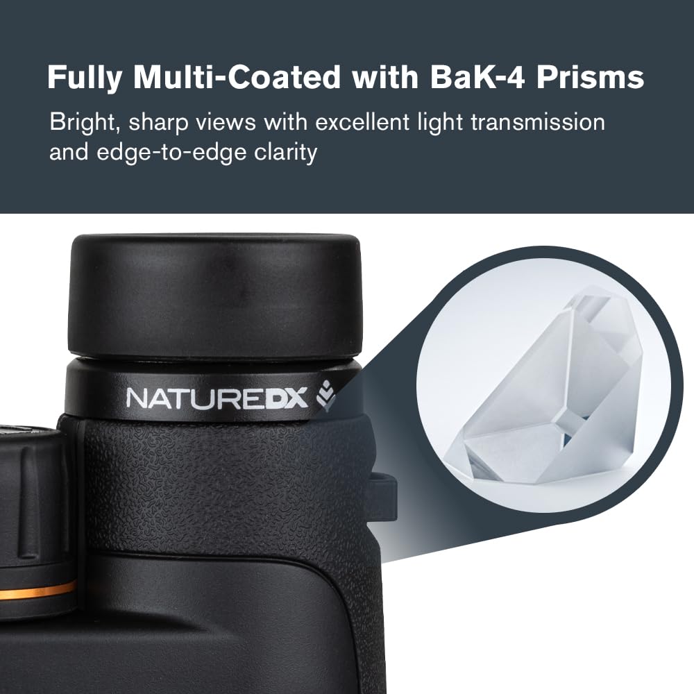Celestron 72326 Nature DX 12x50: prismáticos para Exteriores y para observar Aves, con Revestimiento múltiple Completo y prismas BaK-4, Carcasa revestida de Goma y Resistente al Agua y el vaho