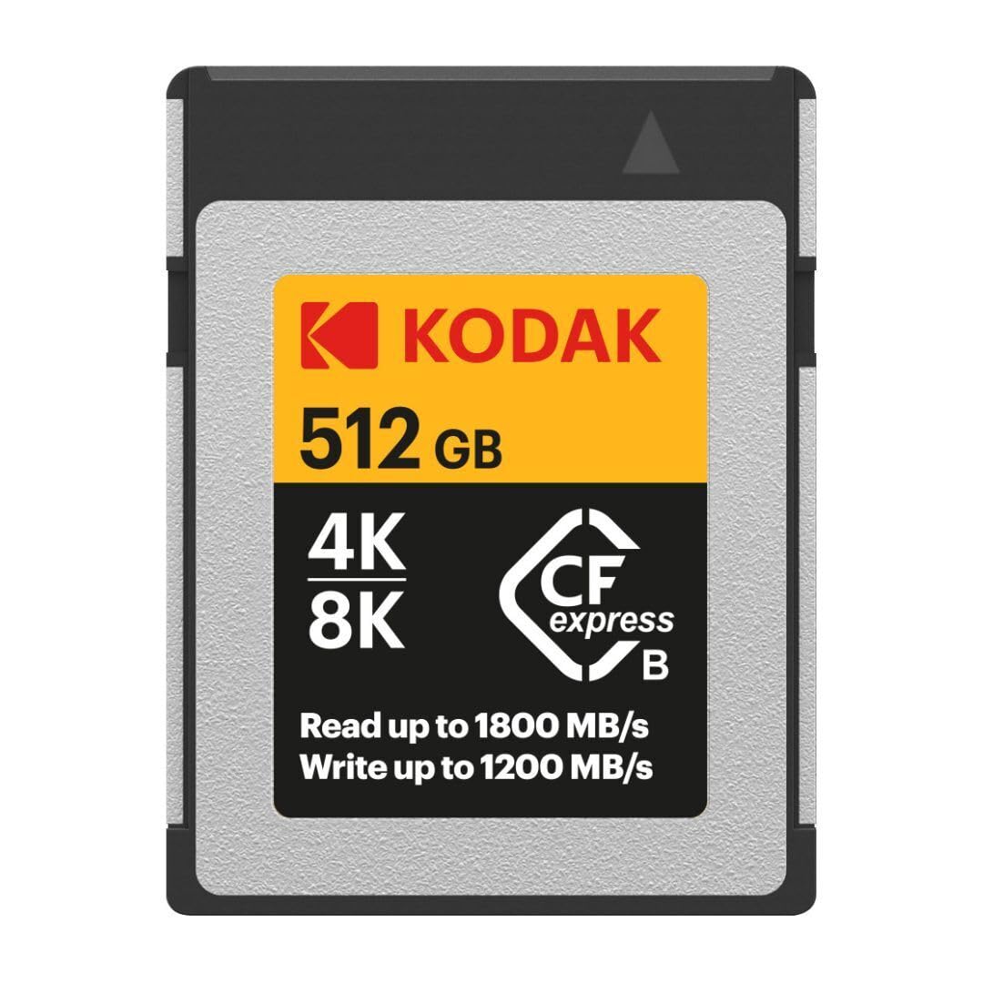 Kodak Tarjeta de Memoria CFexpress Tipo B de 512 GB con Lectura de 1800 MB y Escritura de 1200 MBps (EKMCFX512GK)