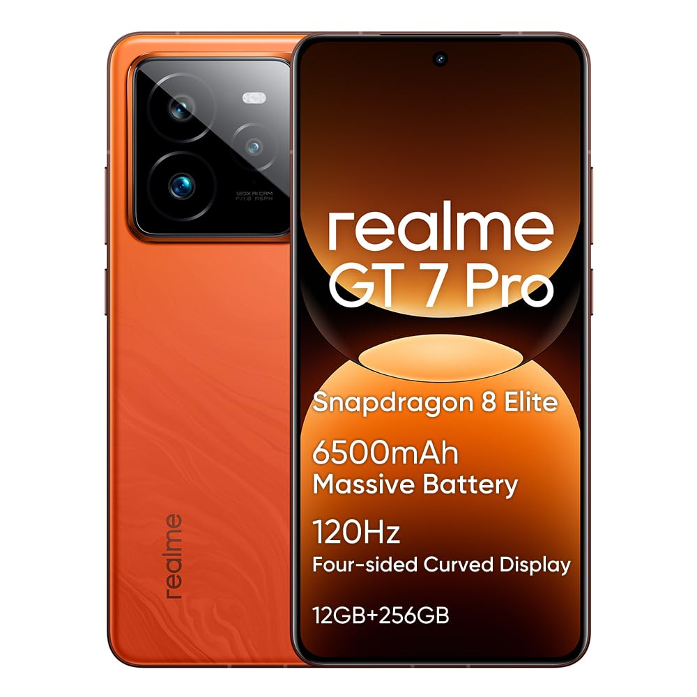 realme GT 7 Pro Smartphone 5G,12GB+256GB Telefono Movil,Snapdragon 8 Elite, 6,78" 120Hz Pantalla RealWorld Eco,50 MP Cámara Instantáneas Ultranítidas,6500mAh,Dual SIM Android 15,NFC,No Carga,Naranja