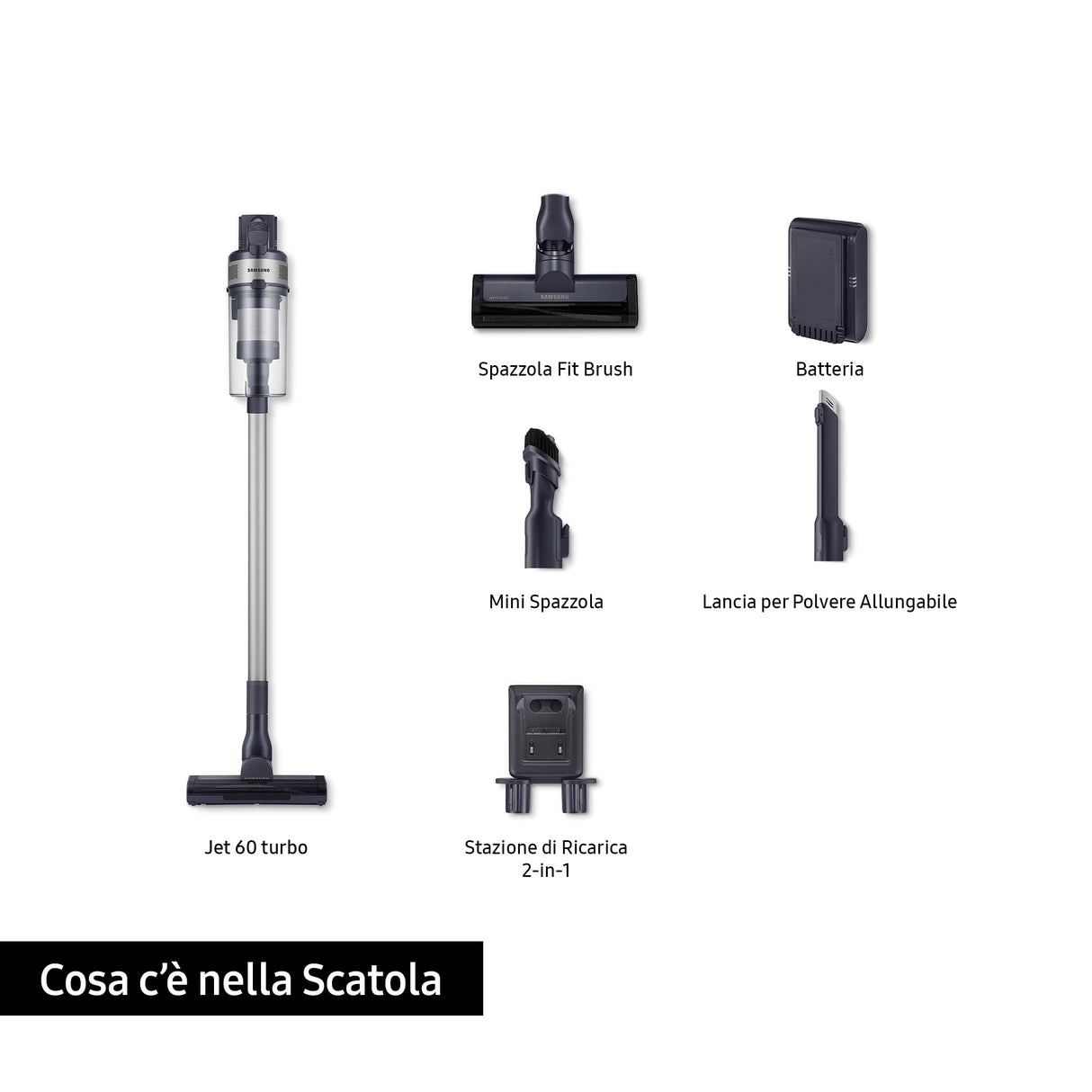 SAMSUNG Aspiradora inalámbrica Jet™ 60 Turbo VS15A6031R1/ET, sin Bolsa, Potencia 150 W, hasta 40 min de autonomía, Menta