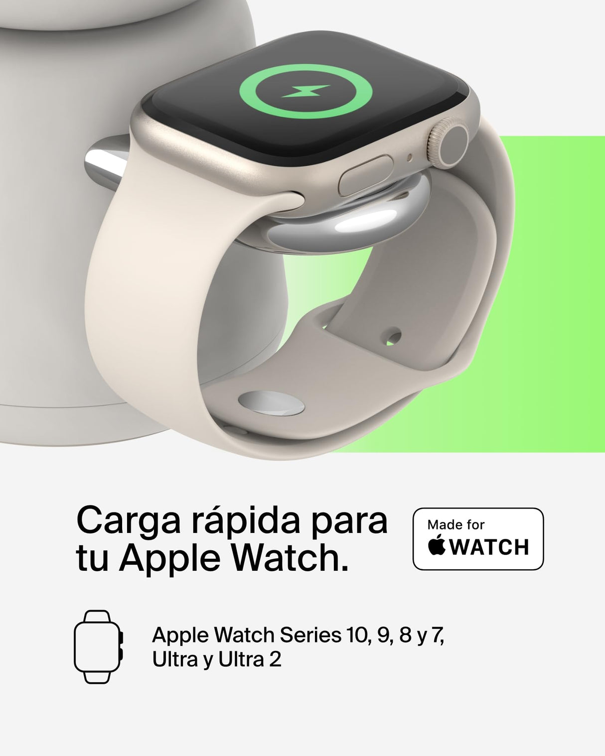 Belkin BoostCharge Pro Cargador inalámbrico 2 en 1 con Qi2 de 15 W, estación de Carga con MagSafe para iPhone Series 16, 15, 14, 13 y 12, Apple Watch, AirPods y Otros, Fuente de alimentación, Beis