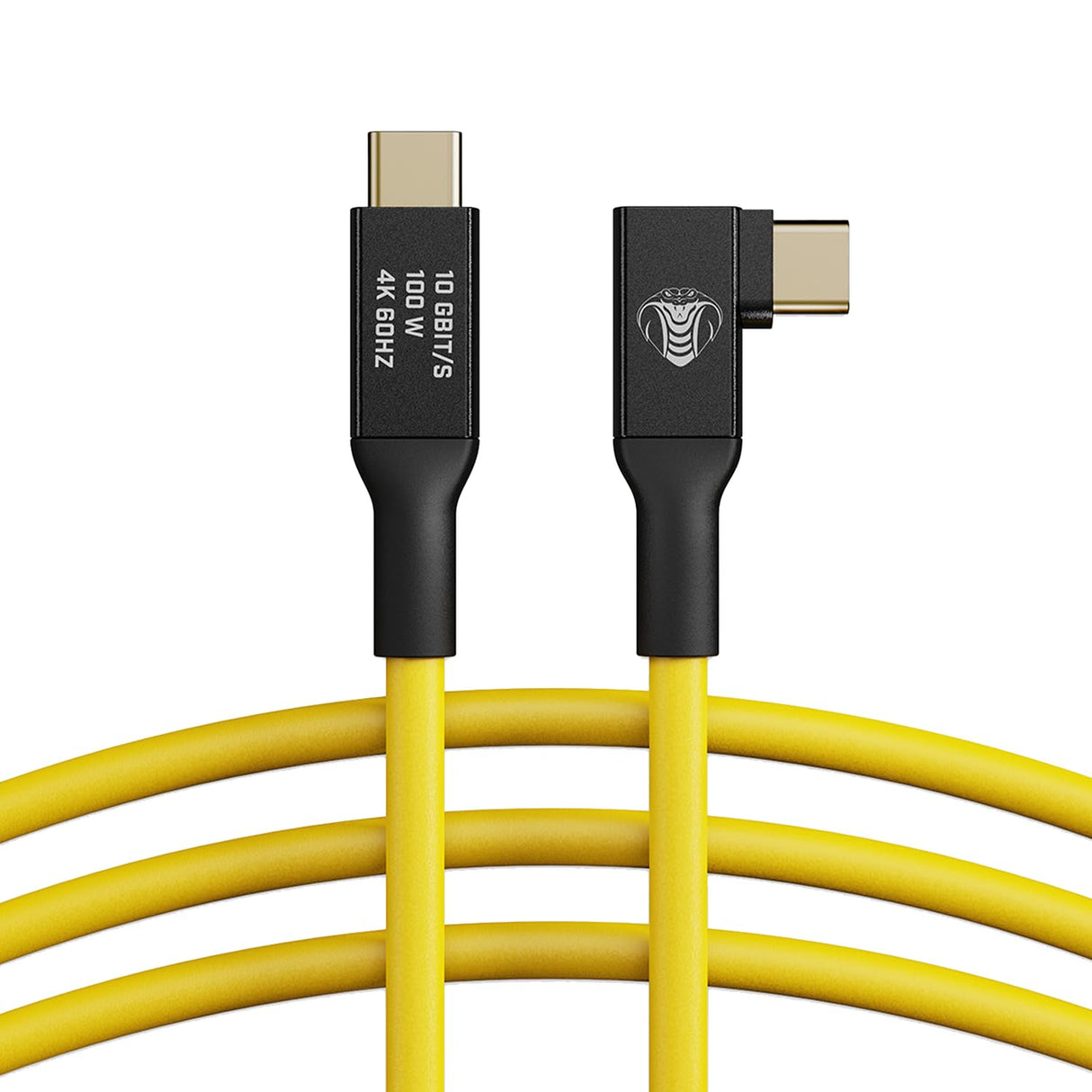 CobraTether Cable USB-C a USB-C 90°, 5m, Amarillo