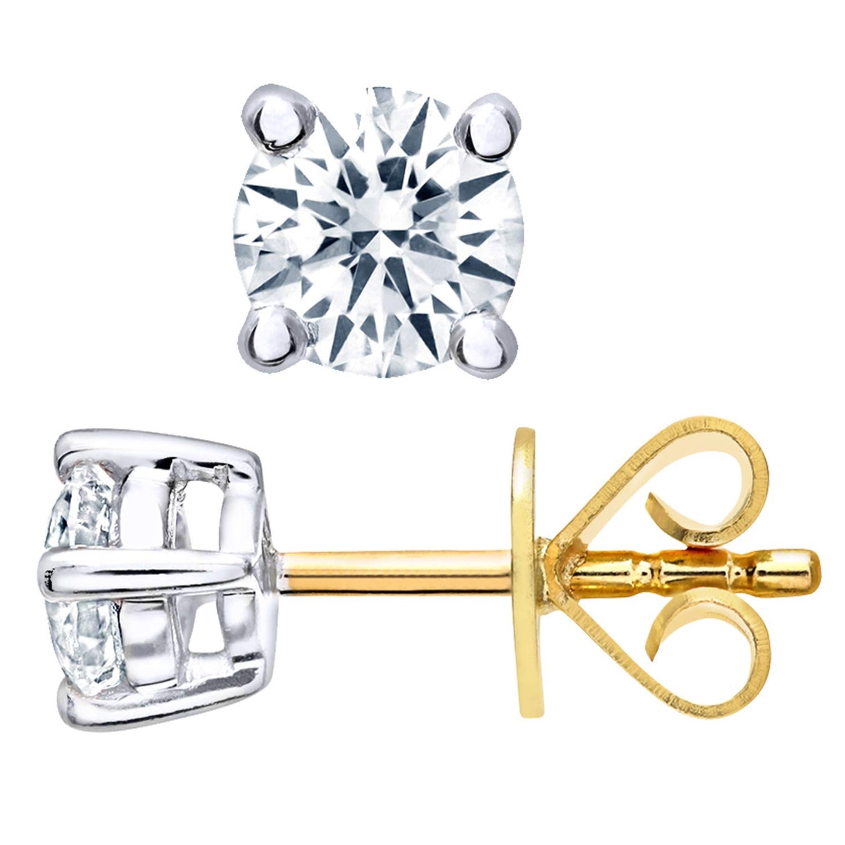 Naava Pendientes para Mujer de Oro Amarillo 9K con Diamante Redondo 0.50 ct