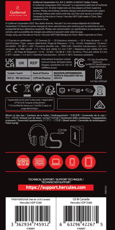 Hercules HDP DJ60 - Auriculares de DJ de calidad profesional