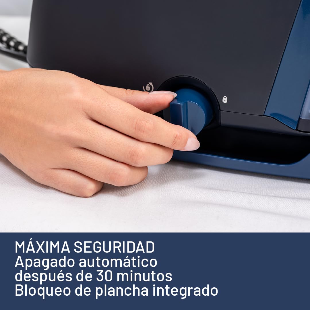 Imetec Evos Ceramic Plancha con Caldera, Presión de hasta 7 bares, Tecnología Flash Steam, Golpe de Vapor de 500 g, Placa Deslizante Infinity Glide Ceramic, 2400 W, Antical, Recarga continua