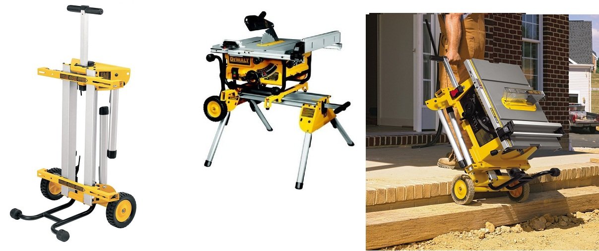 DEWALT DE7400-XJ - Mesa de Trabajo para Sierras con Ruedas de Alta Resistencia, Soporte Estacionario Ligero y Fácilmente Transportable en Aluminio, 83x91cm, Peso 15,5kg, Carga Máxima de Uso 68kg