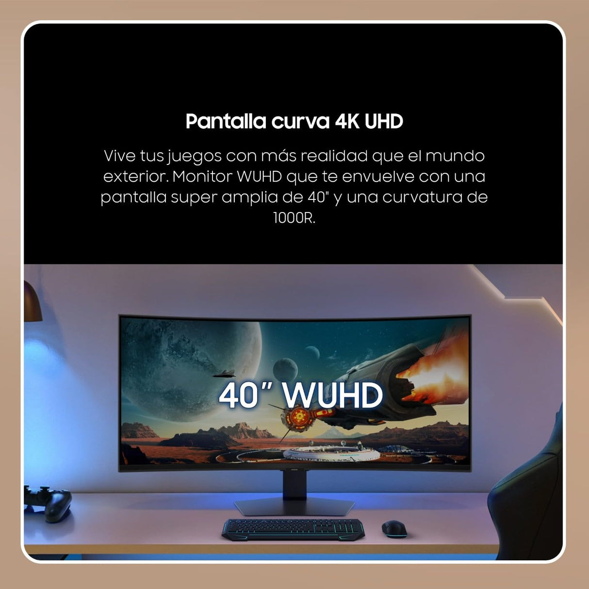 Samsung LS40FG756EUXEN - Monitor Gaming Odyssey G7 de 40" WUHD (5120 x 2160, 21:9, 180Hz, 1ms, Panel VA, FreeSync Premium Pro, Modo Eye Saver, Flicker Free), Negro, Versión 2025