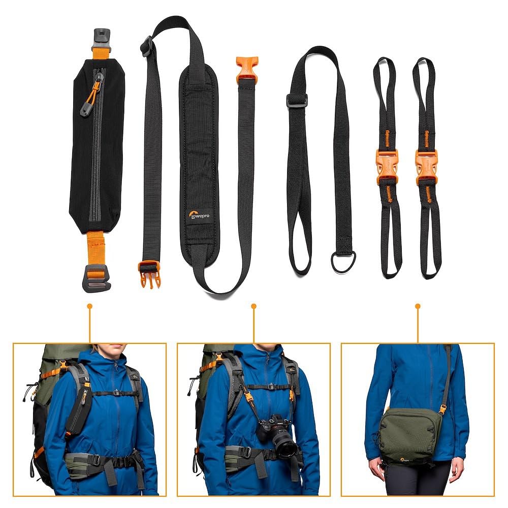 Lowepro PhotoSport PRO BP 55L AW IV - Mochila para cámaras réflex sin espejo, acceso delantero/trasero, compartimento extraíble para cámara, correas para accesorios, talla S/M, gris oscuro/verde
