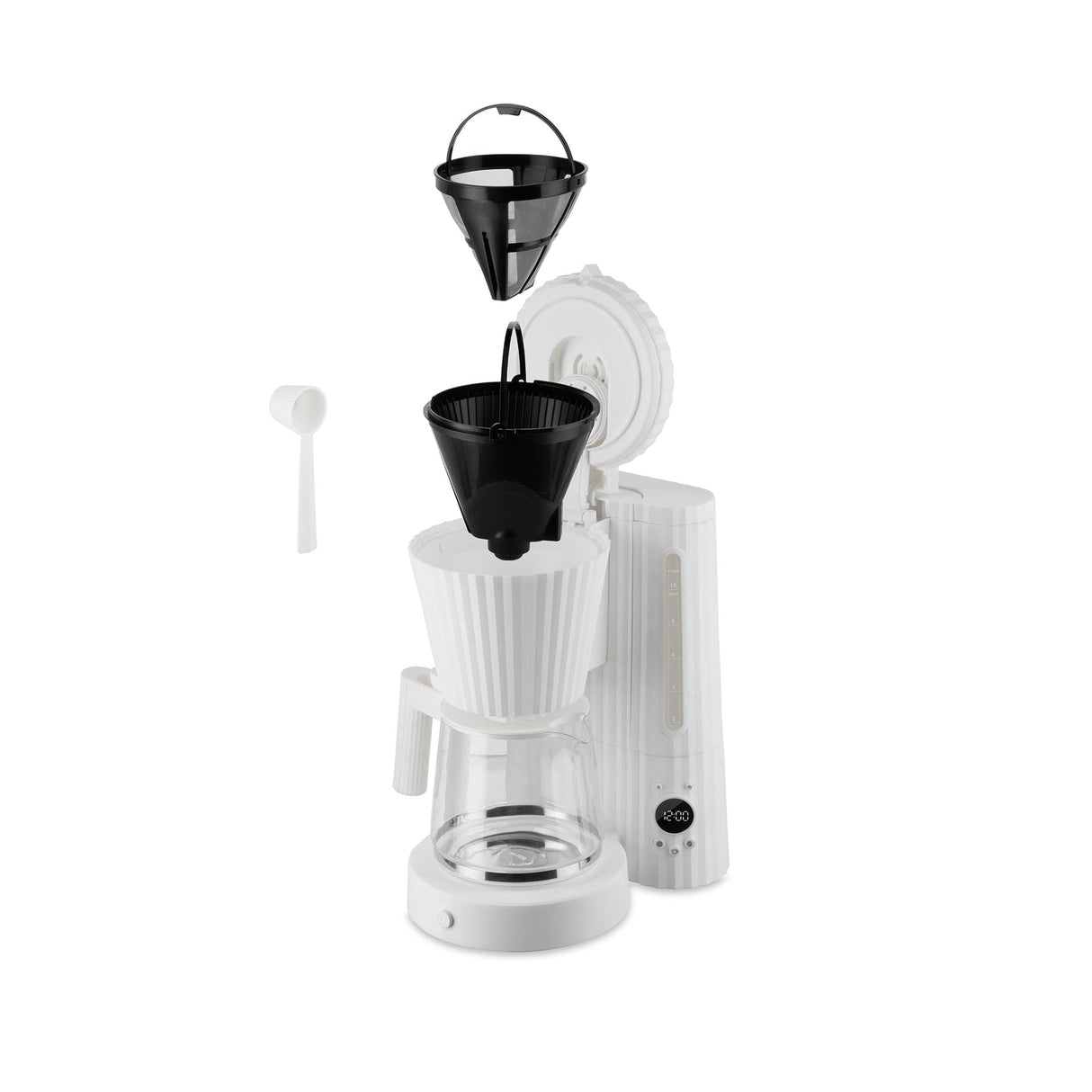 Alessi Plissé MDL14 W - Máquina para Café Filtrado de Diseño, Función Automática de Arranqueen, en Resina Termoplástica, Enchufe Europeo, 1100 W, 150 cl, Blanco