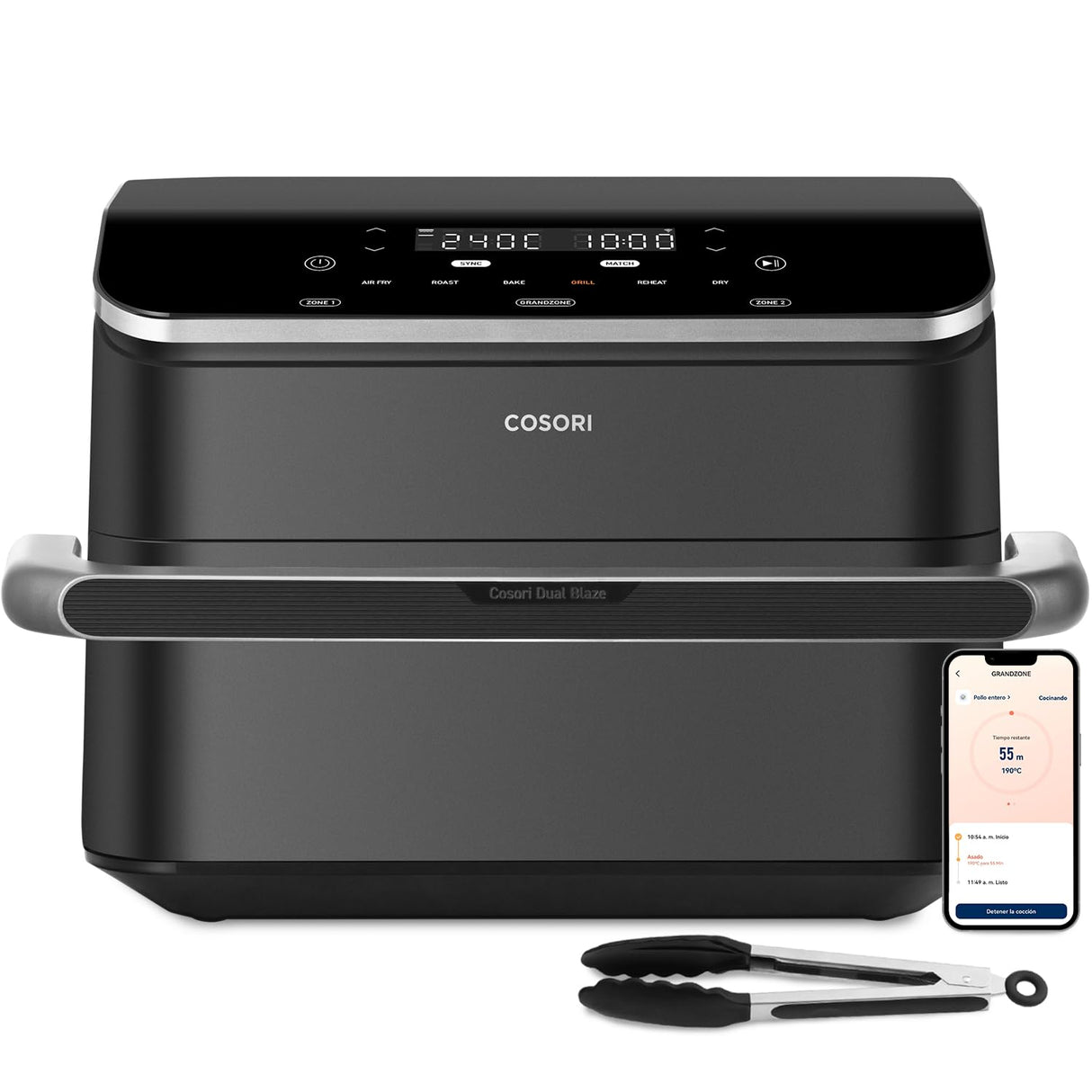 Cosori Freidora de Aire Grande-True Acero Inox-4 Resistencias Dual Blaze TwinFry 10โฏL-Flexible Doble Cesta Air Fryer 2800โฏW- Smart WIFI Controlโ 66โฏ% Eficiencia Energรฉtica-6 en 1-Mรกx 10 Personas