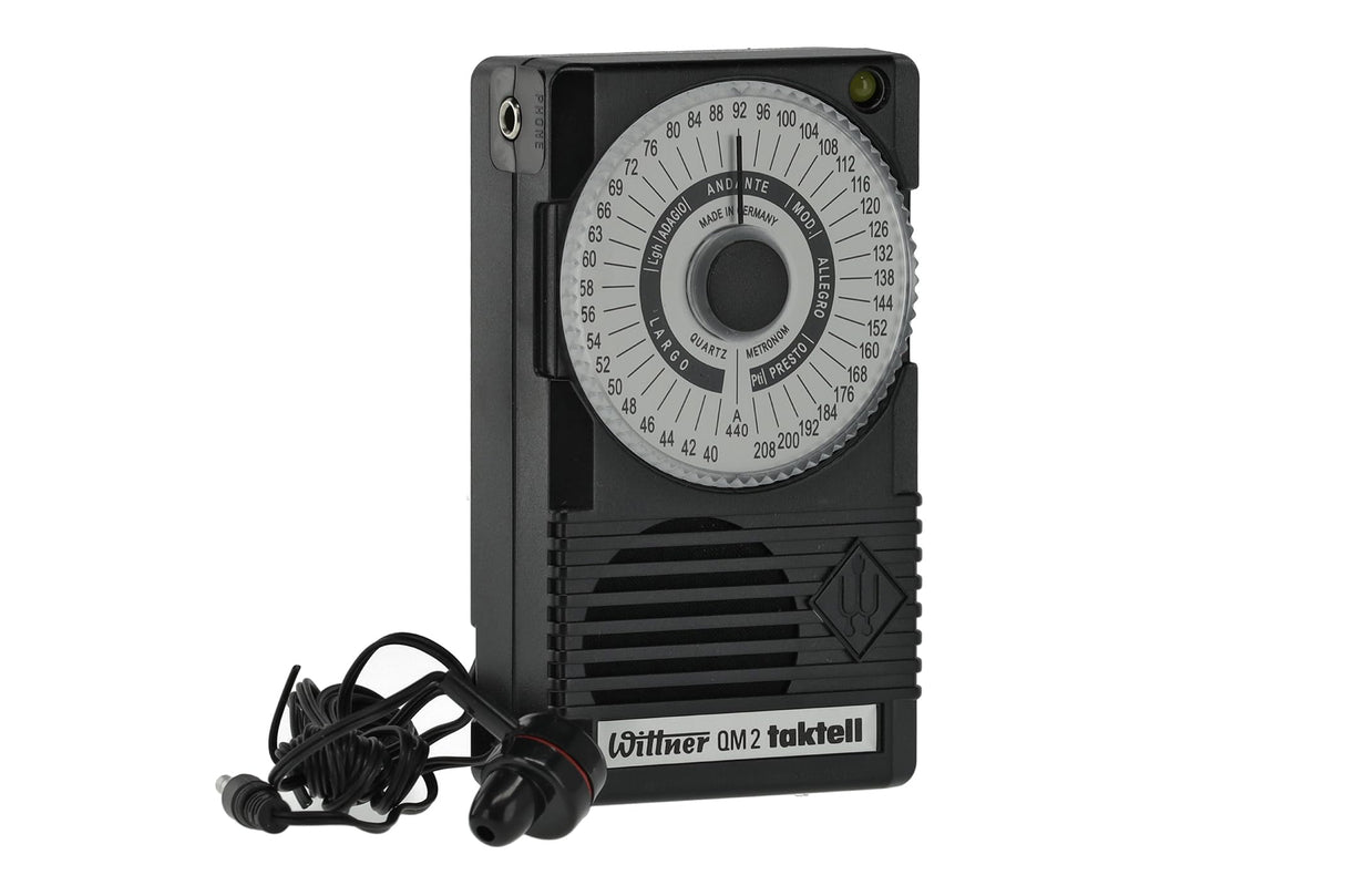 Wittner Taktell® Quartz QM 2 Series 861 - Carcasa de plástico negro - 40-208 pulsaciones/minuto - 39 posiciones de tempo - Con afinación de concierto a1 = 440 Hz - Incluye pila (9 voltios)