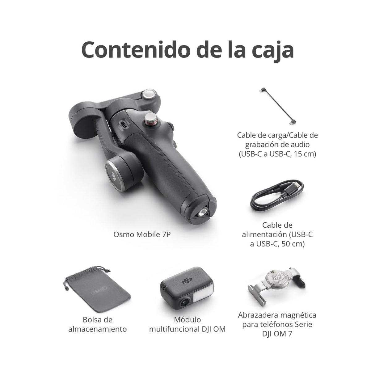 Estabilizador DJI Osmo Mobile 7P para iPhone, Android, Seguimiento Nativo, Iluminación, Estabilizador para movil de 3 Ejes, Inicio rápido, Edición con un Toque, Brazo Extensible y trípode Integrados