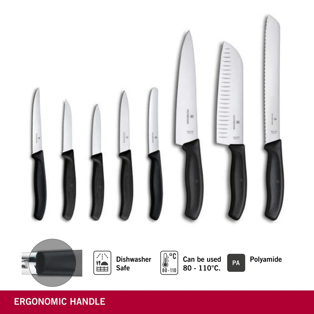Victorinox Swiss Classic Bloque de cuchillos, relleno, 8 piezas, almacenamiento de cuchillos, diseño elegante, madera