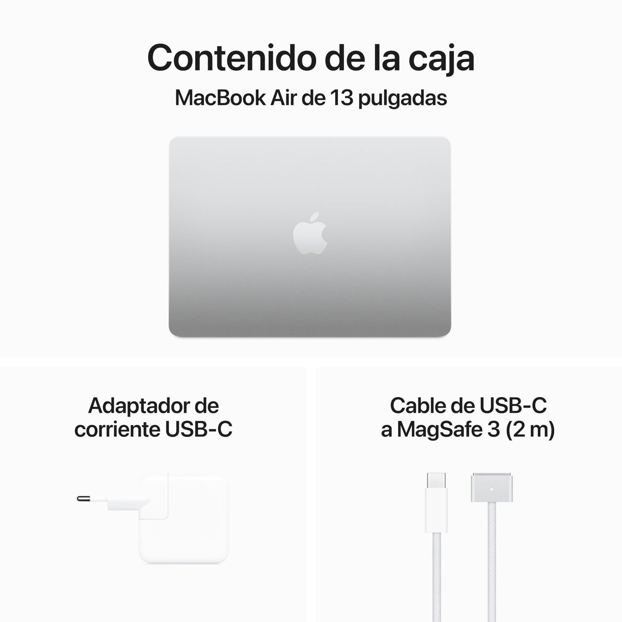 Apple 2024 MacBook Air de 13 Pulgadas con Chip M3: Pantalla Liquid Retina, CPU 8 núcleos, GPU 8 núcleos, 16 GB de Memoria unificada, SSD de 256 GB, Touch ID, Plata