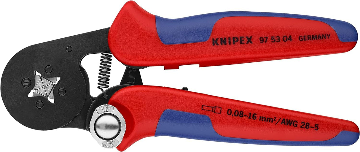 Knipex Alicate autoajustable para crimpar punteras huecas de acceso lateral bruñido, con fundas multicomponentes 180 mm 97 53 04