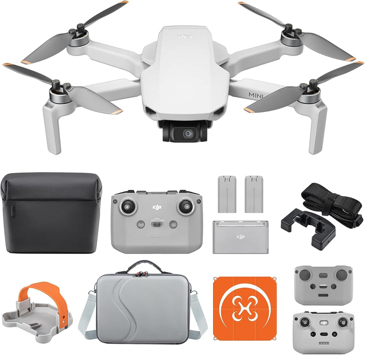 DJI Mini 4K Fly More Combo Bundle, Dron Con Cámara 4K UHD, Menos de 249 g, Estabilización Cardán de 3 ejes, Transmisión de Vídeo de 10 km, Retorno Automático, 3 Baterías Para 93 min de Vuelo, C0,