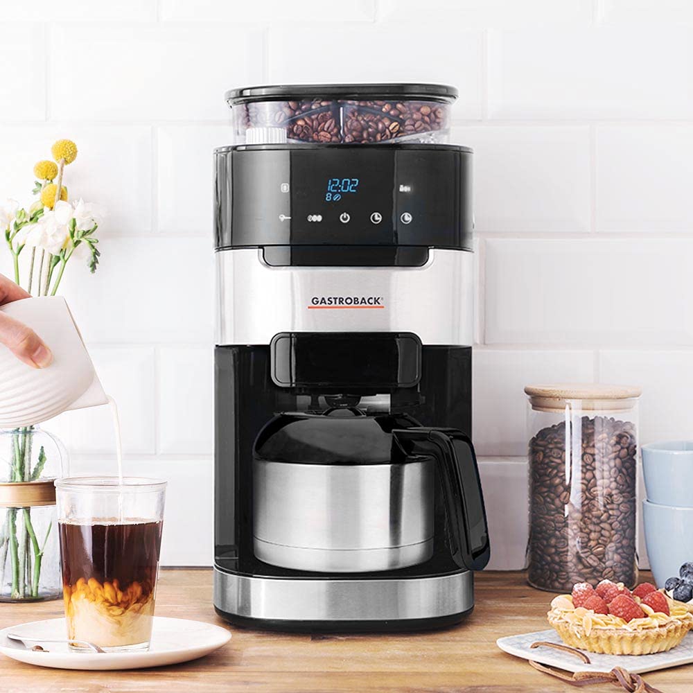 GASTROBACK Cafetera Grind & Brew Pro Thermo, plata, negro