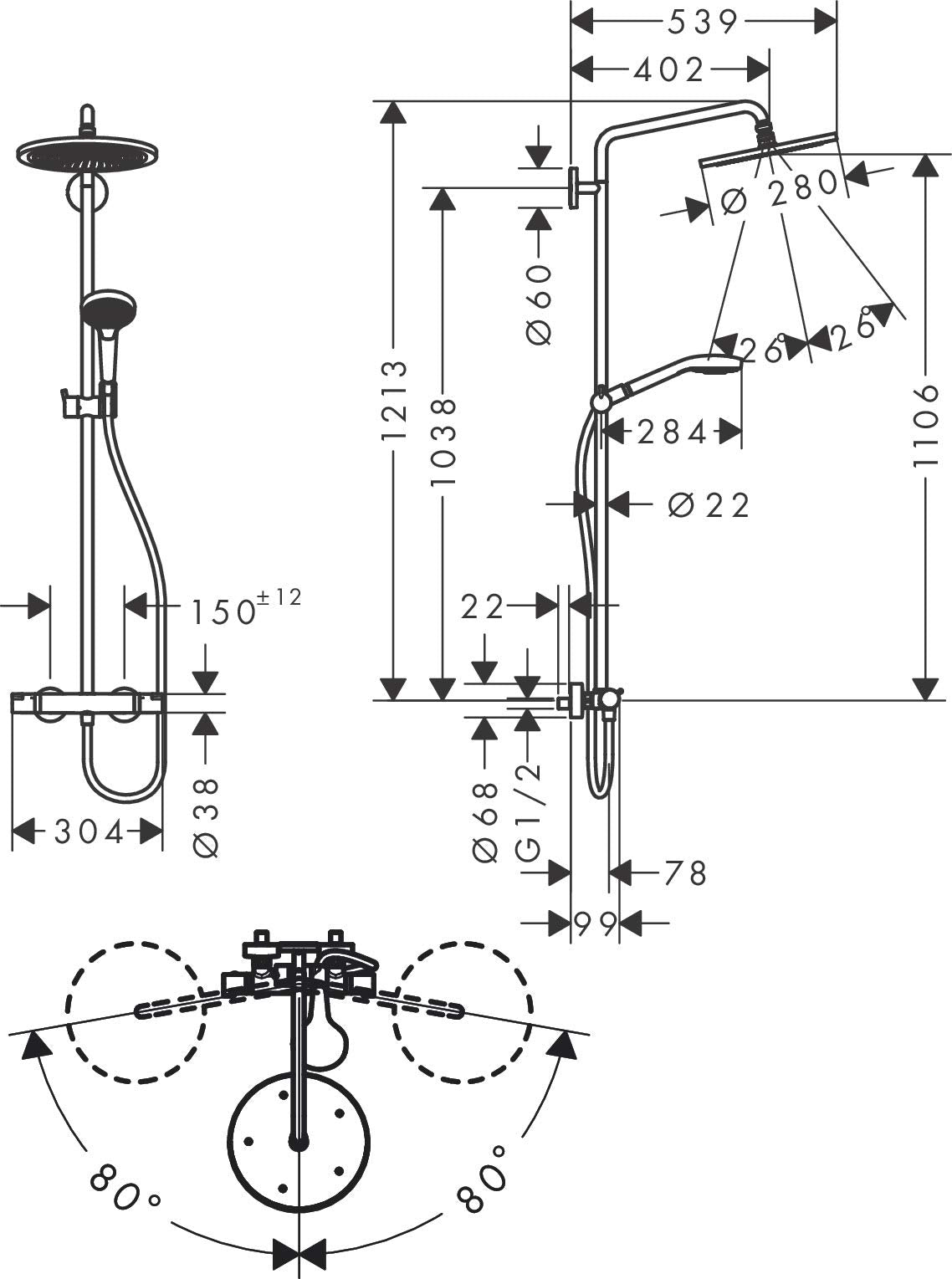 hansgrohe 26891340 Showerpipe, Cromo Negro Cepillado